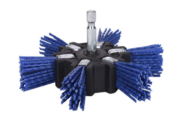 77343 - Century Drill & Tool 77343 4" Fine Nylon Flap Brush, 150 Grit, 1/4" Quick Change Shank, 4,500 RPM - Nylon Bristles for Metal, Wood, Plastic, Masonry