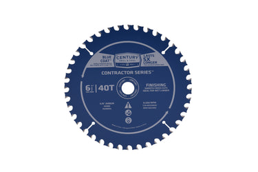 10268 - Century Drill & Tool 10268 6-1/2" 40T Contractor Series Carbide Saw Blade, Thin Kerf, Heat Resistant, Non-Stick Coating, Durable, Precise