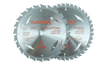 58322 - Tundra Tools 2 Piece Framing & Cross Cutting Circular Saw Blade Set 58322, carbide teeth, use on hard and soft wood