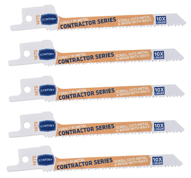07300 - Century Drill & Tool 07300 4" Contractor Series Bi-Metal Reciprocating Saw Blade, 14TS, 5 Pack