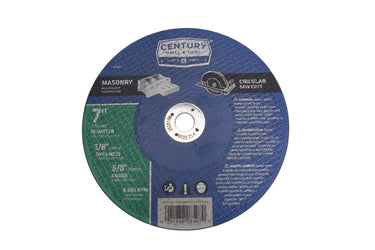 08507 - Century Drill & Tool 08507 Masonry Blade – 7 x 1/8” Aluminum Oxide Grit, Double Reinforced, Cuts Masonry, Concrete, Brick, Stone, Non-Ferrous Metals