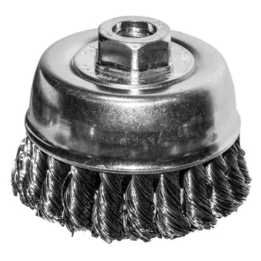 76023 - Century Drill & Tool 76023 3" Coarse Knot Cup Brush, M10 X 1.25 Arbor, 12,500 RPM Max - Heavy-Duty Cleaning and Surface Prep on Concrete and Metal