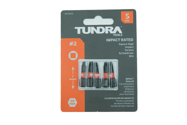 57652 - Tundra Tools #2 Impact Screwdriving Square Bits 57652, 5 pack, impact rated for impact drivers