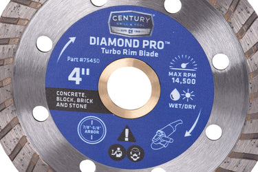 75450 - Century Drill & Tool 75450 Professional Turbo Rim Diamond Pro Saw Blade, 4"