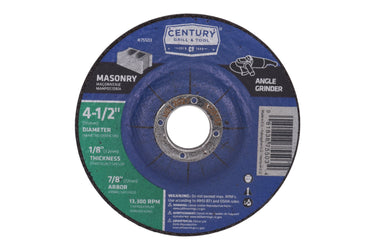 75503 - Century Drill & Tool 75503 Type 27 Masonry Grinding Wheel, 4 1/2" X 1/8"
