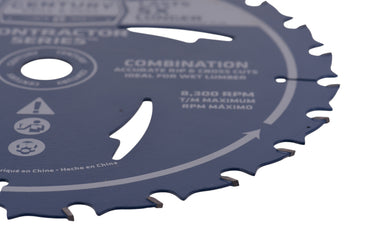 10103 - Century Drill & Tool 10103 7-1/4" 24T Contractor Series Carbide Saw Blade, Thin Kerf, Heat Resistant, Non-Stick Coating, Durable, Precise