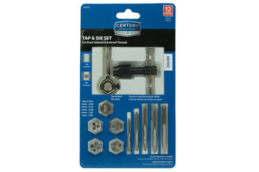 98926 - Century Drill & Tool 12 Piece Metric Tap & Die Set 98926; ideal for mechanics, maintenance work, fabrication, and general repairs, 5/8" across the flats