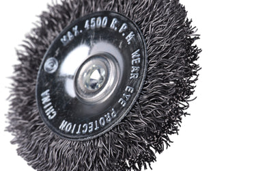 76411 - Century Drill & Tool 76411 2" Durable Coarse Crimped Radial Wire Brush, 1/4" Drill Shank, 4,500 RPM - Ideal for Rust/Paint Removal, Deburring, & More