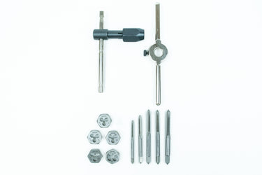 98924 - Century Drill & Tool 12 Piece Machine Screw and Fractional Tap & Die Set 98924; for use across the shop, automotive, and DIY applications; 5/8" across the flats