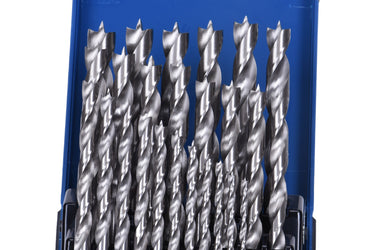 37280 - Century Drill & Tool - 25-Piece Fractional High Speed Steel Brad Point Wood Drill Bit Index Set - Perfect for Furniture Making, DIY, Includes 1/8" to 1/2" by 1/64ths Brad Point Woodworking Bits