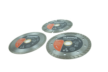 58130 - Tundra Tools 3 Piece Diamond Saw Blade Set 58130, blades for wet and dry cutting applications, includes: turbo rim, segmented rim, continuous rim