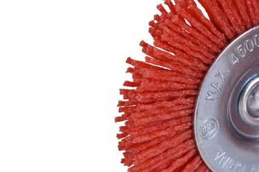 77431 - Century Drill & Tool 77431 3" Coarse Nylon Radial Brush, 80 Grit, 1/4" Quick Change Shank, 4,500 RPM - Nylon Bristles for Metal, Wood, Plastic, Masonry