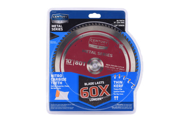 10210 - Century Drill & Tool 10210 10" 80T Metal Cutting Saw Blade, Nitro Carbide Teeth, No Burr Cuts, Thin Kerf, Long Life, Anti-Kickback Safety