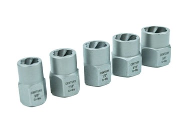 73425 - Century Drill & Tool 6 Piece Bolt Extractor Set 73425; securely grips damaged bolts and fasteners, impact ready socket adapter included