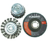 58093 - Tundra Tools 3 Piece Mini Grinder Set 58093, flap disc to grind and finish, wire cup brush to remove rust and corrosion, wire wheel for removal of paint and surface rust
