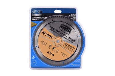 10218 - Century Drill & Tool 10218 10" 80T Construction Circular Saw Blade, Durable C3 Carbide Teeth, Heat Vents, Precise Cuts, Low Vibration