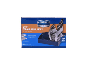 26321 - Century Drill & Tool, 26321, 21 PC Set,Jobber Drill Bit,ProGrade, Cobalt Steel, High Speed Drill Bit Pack