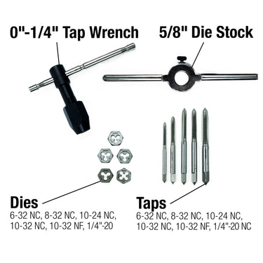 12 Piece Machine Screw and Fractional Tap & Die Set