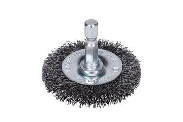 76411 - Century Drill & Tool 76411 2" Durable Coarse Crimped Radial Wire Brush, 1/4" Drill Shank, 4,500 RPM - Ideal for Rust/Paint Removal, Deburring, & More